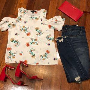 Cold Shoulder Floral Blouse